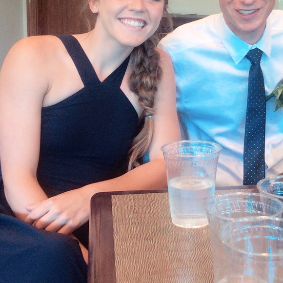 Lulus Halter top bridesmaid dress - navy blue- size small - Picture 6 of 6